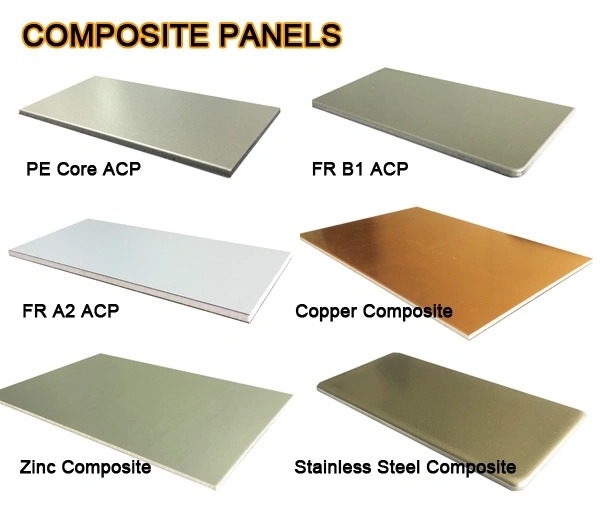 Non Combustible Copper Stainless Steel Zinc Acm Exterior Wall ACP Sheet Aluminium Composite Material Aluminum Composite Panel Cladding